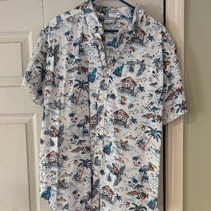 Columbia White Tropical Print Men's Shirt